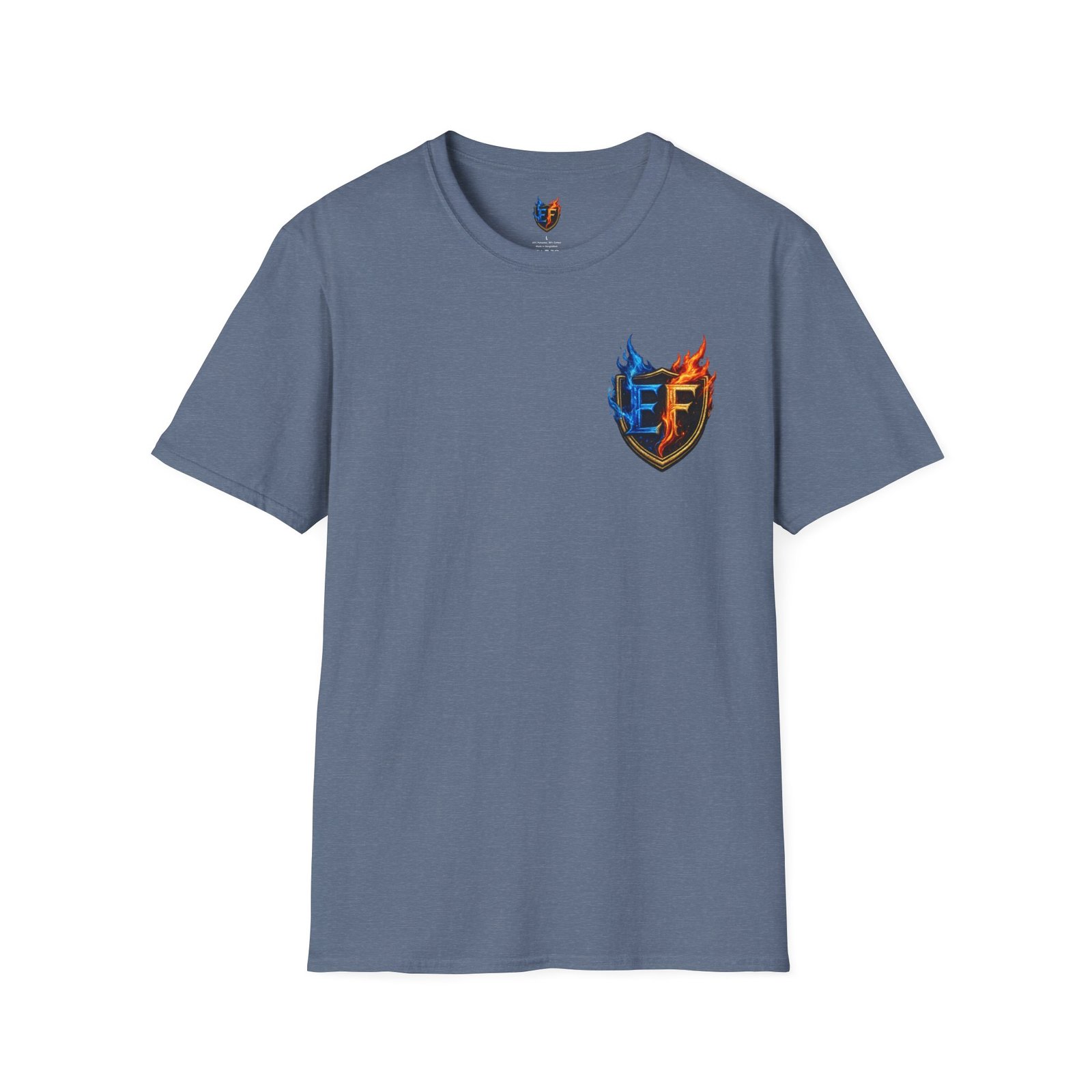 echoflame shield crest t shirt — ef flame logo (blue & red) echoflame shield crest t shirt — ef flame logo (blue & red)