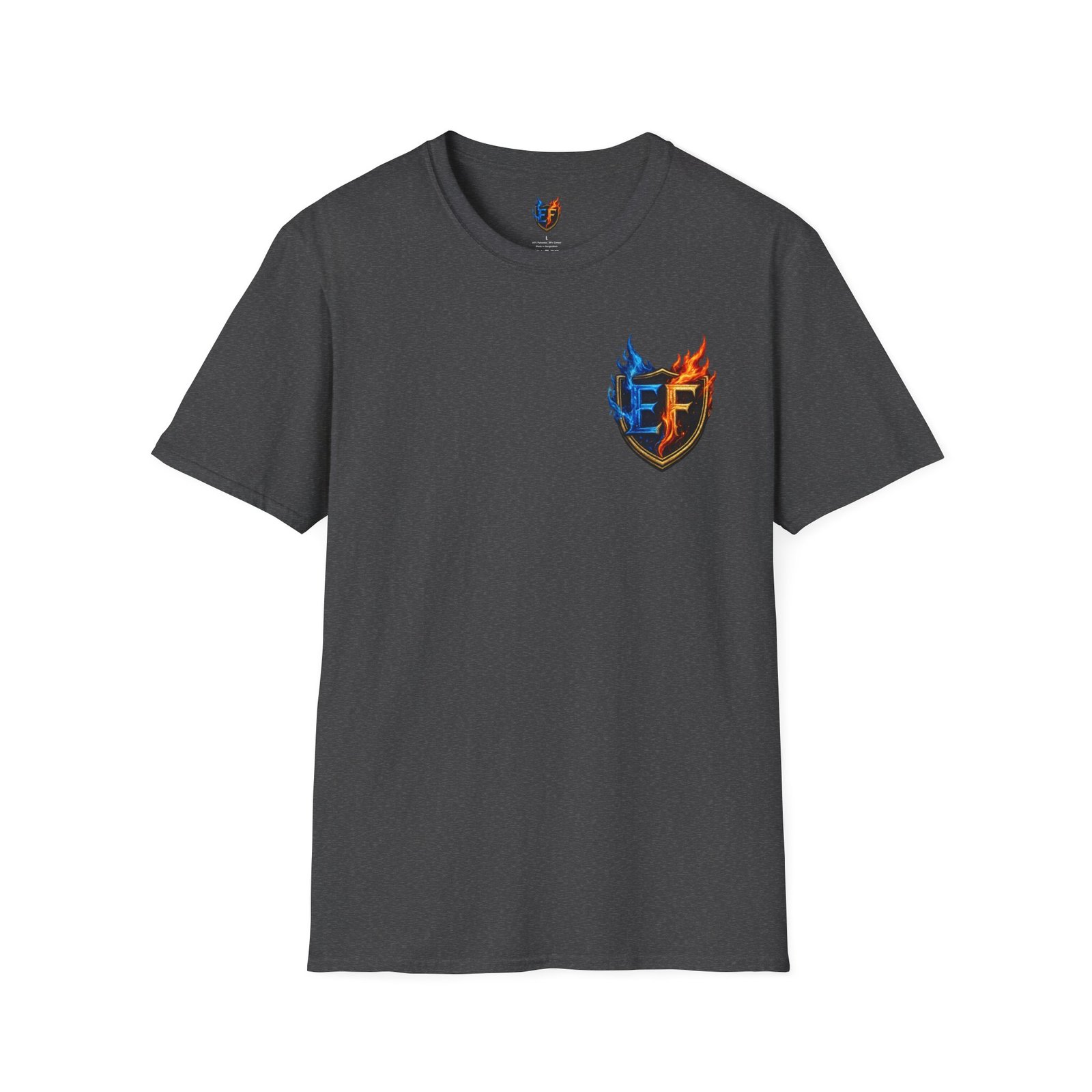 echoflame shield crest t shirt — ef flame logo (blue & red) echoflame shield crest t shirt — ef flame logo (blue & red)