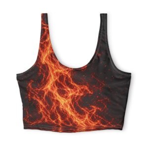 echoflame flame print sports bra — fire pattern activewear crop top