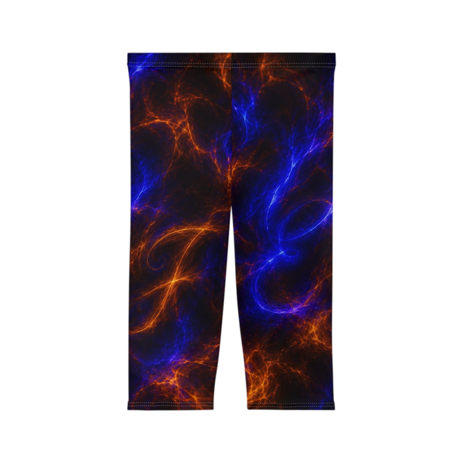 echoflame capri leggings — blue & orange nebula all over print echoflame capri leggings — blue & orange nebula all over print