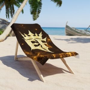 echoflame golden crown monogram beach towel – royal sparkle design