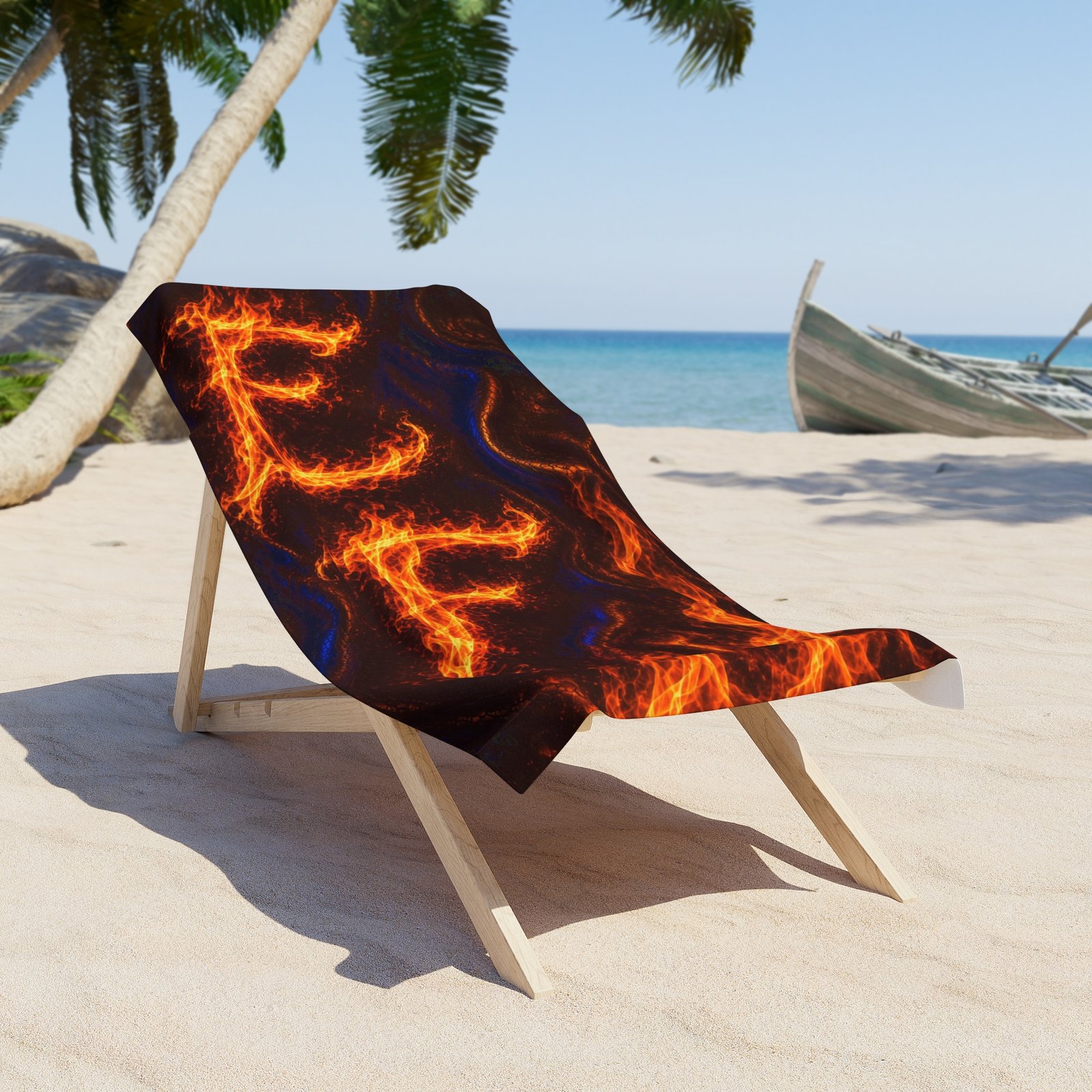 echoflame flaming waves beach towel — bold fire pattern beach & pool towel echoflame flaming waves beach towel — bold fire pattern beach & pool towel