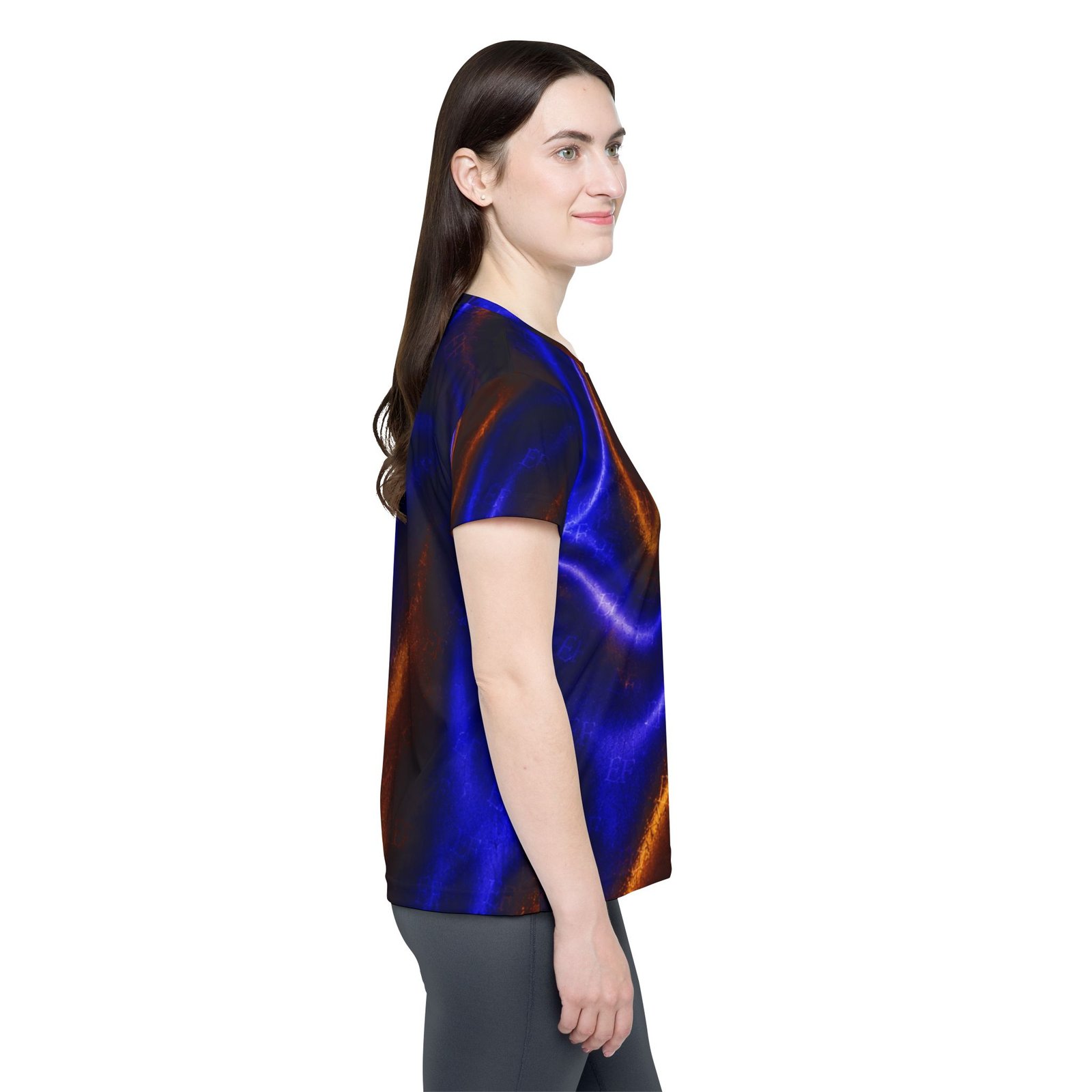 echoflame women's sports jersey iridescent blue & copper satin wave all over print echoflame women's sports jersey iridescent blue & copper satin wave all over print
