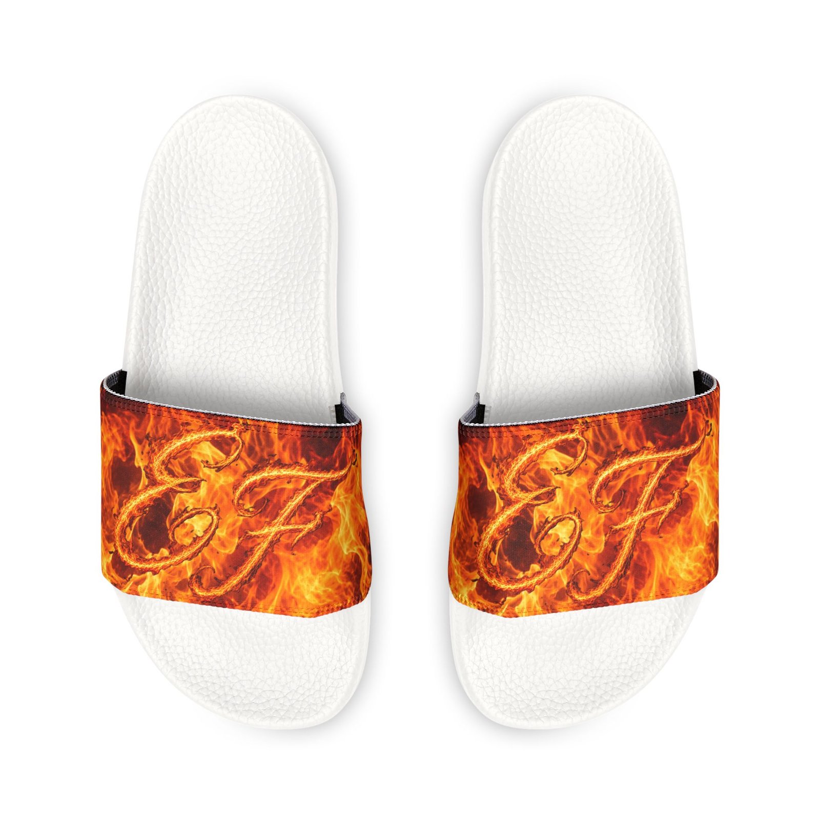 echoflame men's fiery '23' slide sandals — bold flame graphic removable strap slides echoflame men's fiery '23' slide sandals — bold flame graphic removable strap slides