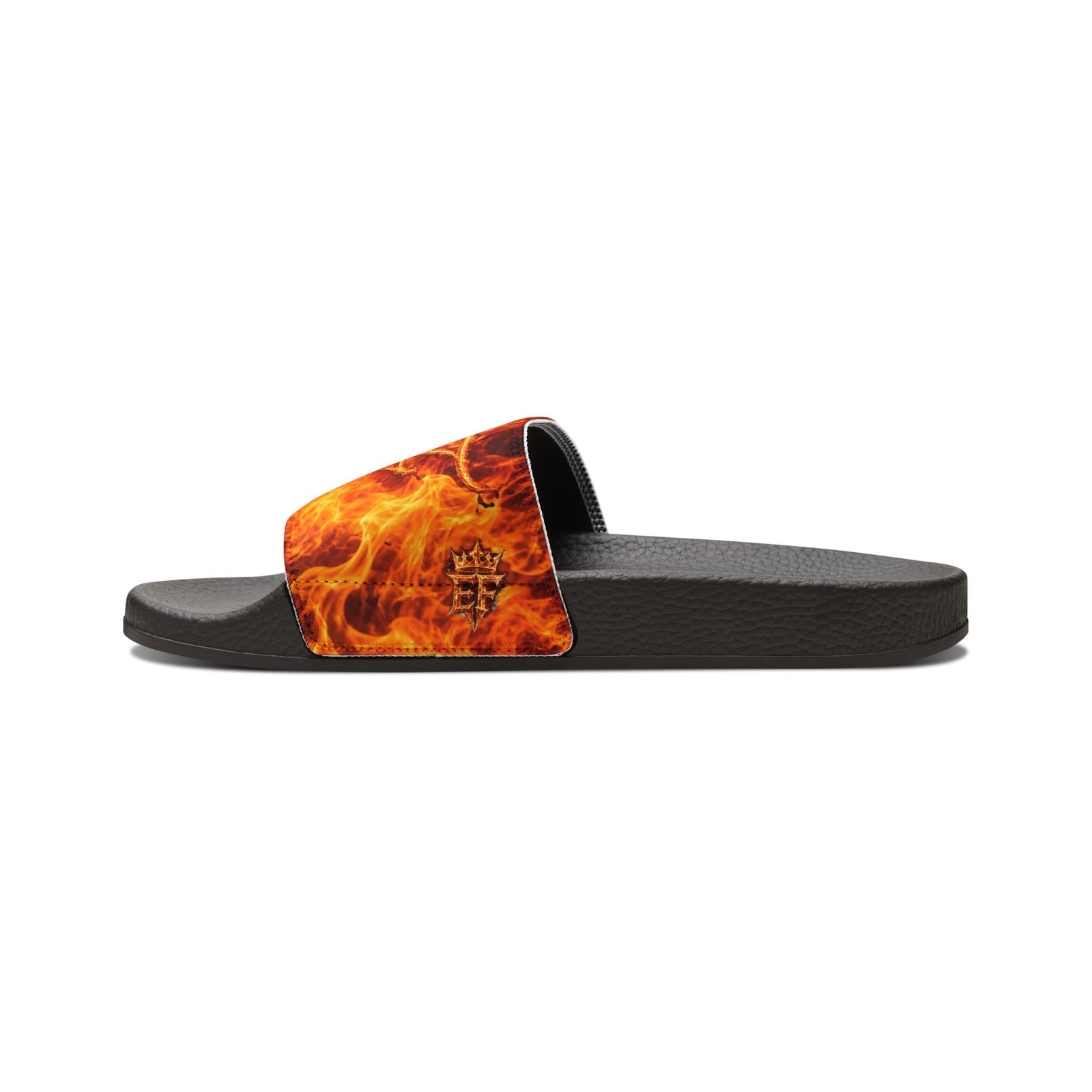 echoflame men's fiery '23' slide sandals — bold flame graphic removable strap slides echoflame men's fiery '23' slide sandals — bold flame graphic removable strap slides