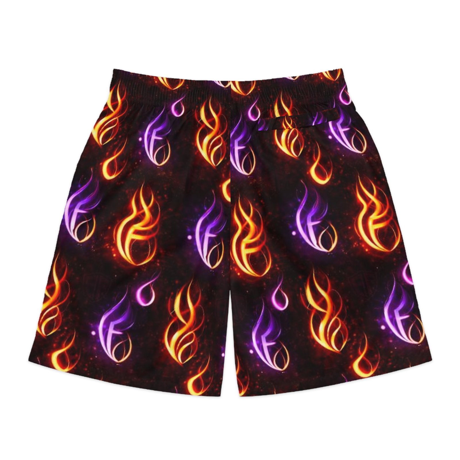 echoflame flame emblem men's jogger shorts — neon fire aop athletic shorts echoflame flame emblem men's jogger shorts — neon fire aop athletic shorts