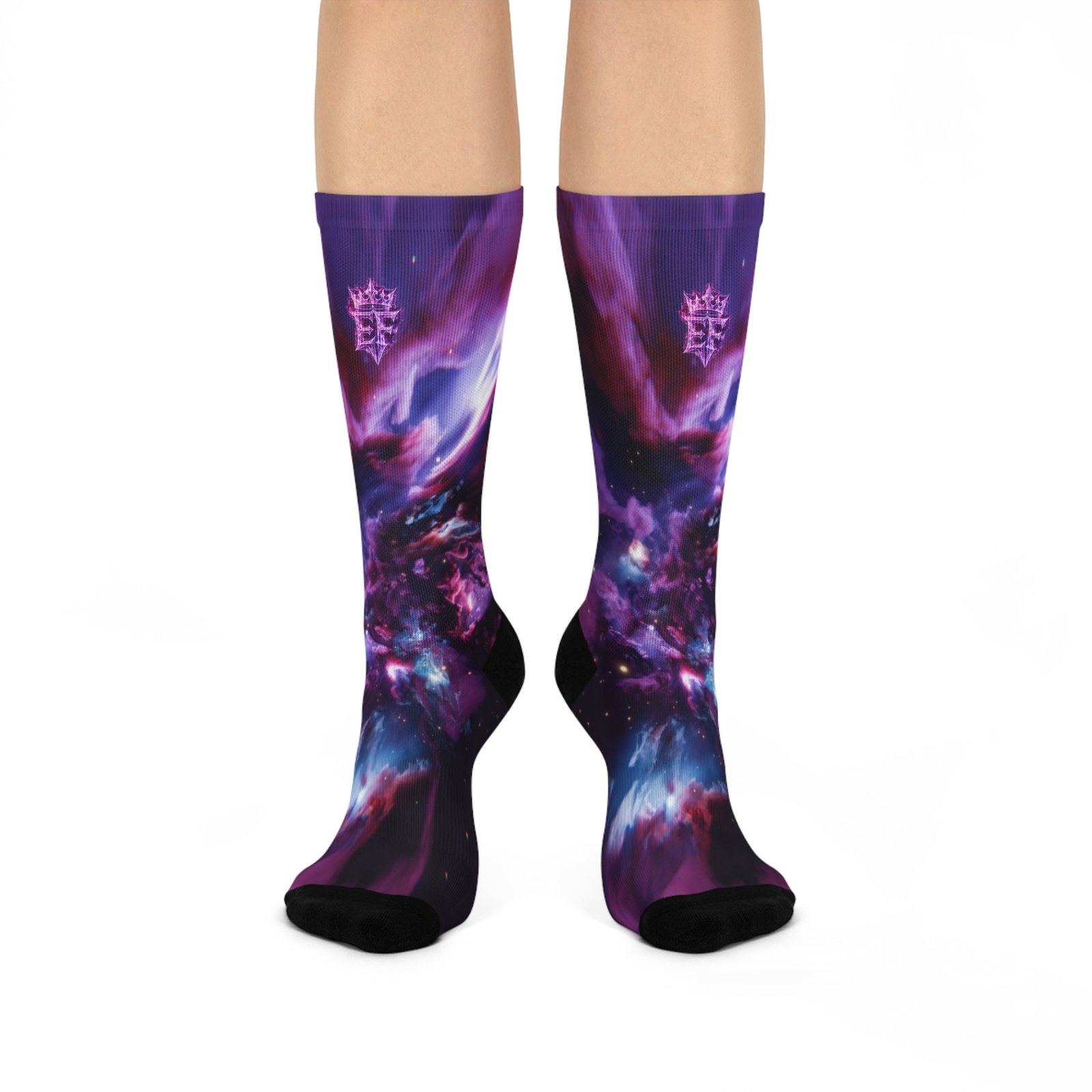 echoflame galaxy nebula cushioned crew socks — purple space design echoflame galaxy nebula cushioned crew socks — purple space design