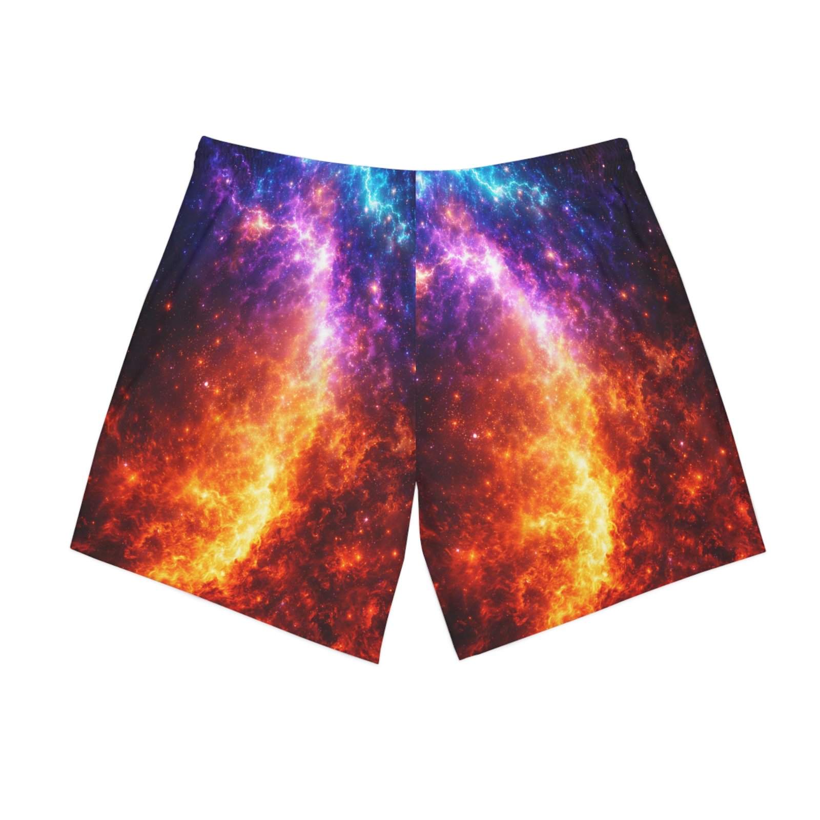 echoflame galaxy flame swim shorts — vibrant nebula beach trunks with ef crest echoflame galaxy flame swim shorts — vibrant nebula beach trunks with ef crest