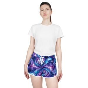 echoflame galaxy swirl women's relaxed shorts – purple nebula printed lounge & beachwear