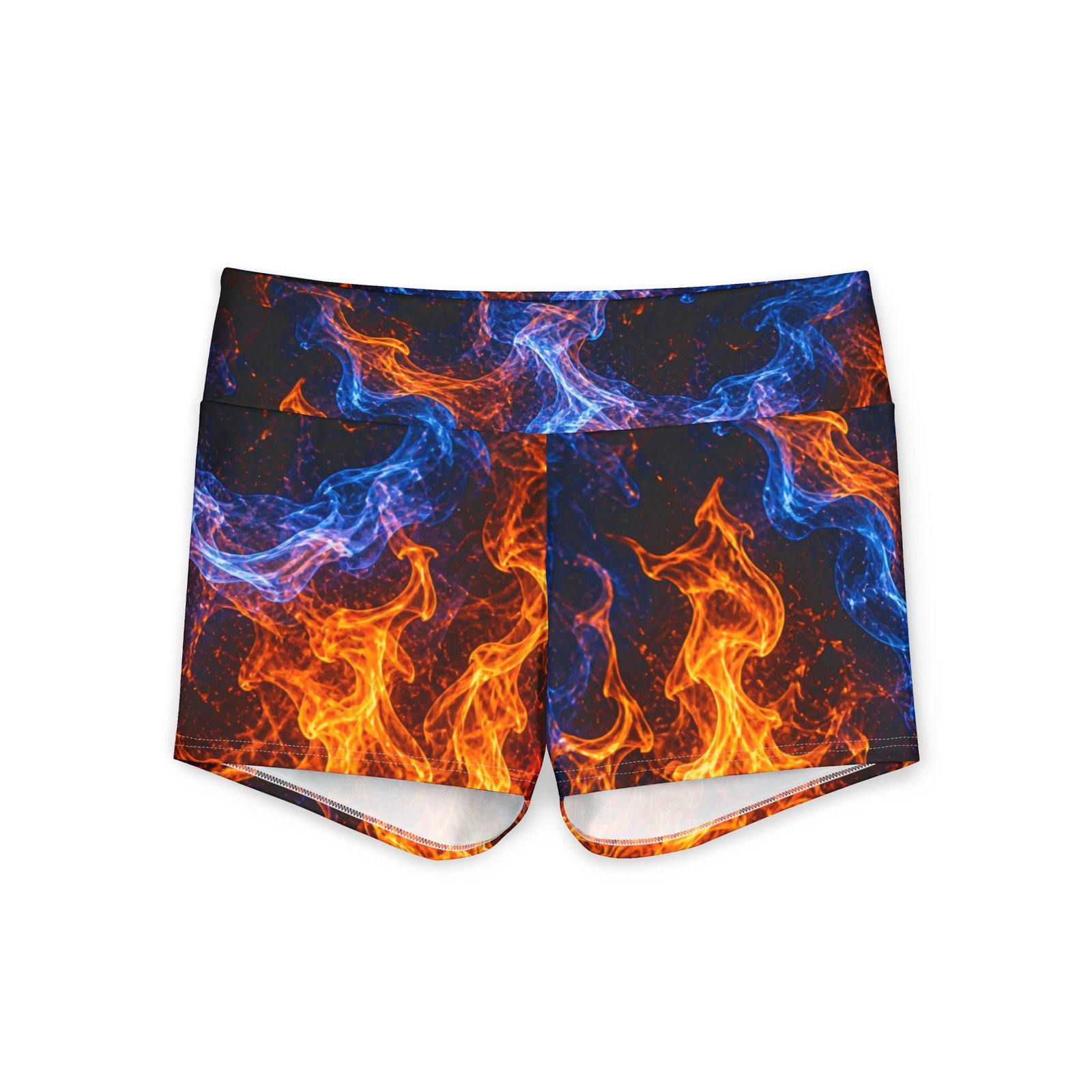 echoflame fire & ice yoga shorts — women's flame print workout shorts echoflame fire & ice yoga shorts — women's flame print workout shorts