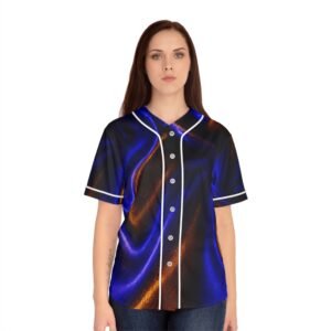 echoflame women's baseball jersey — blue & copper silk wave all over print