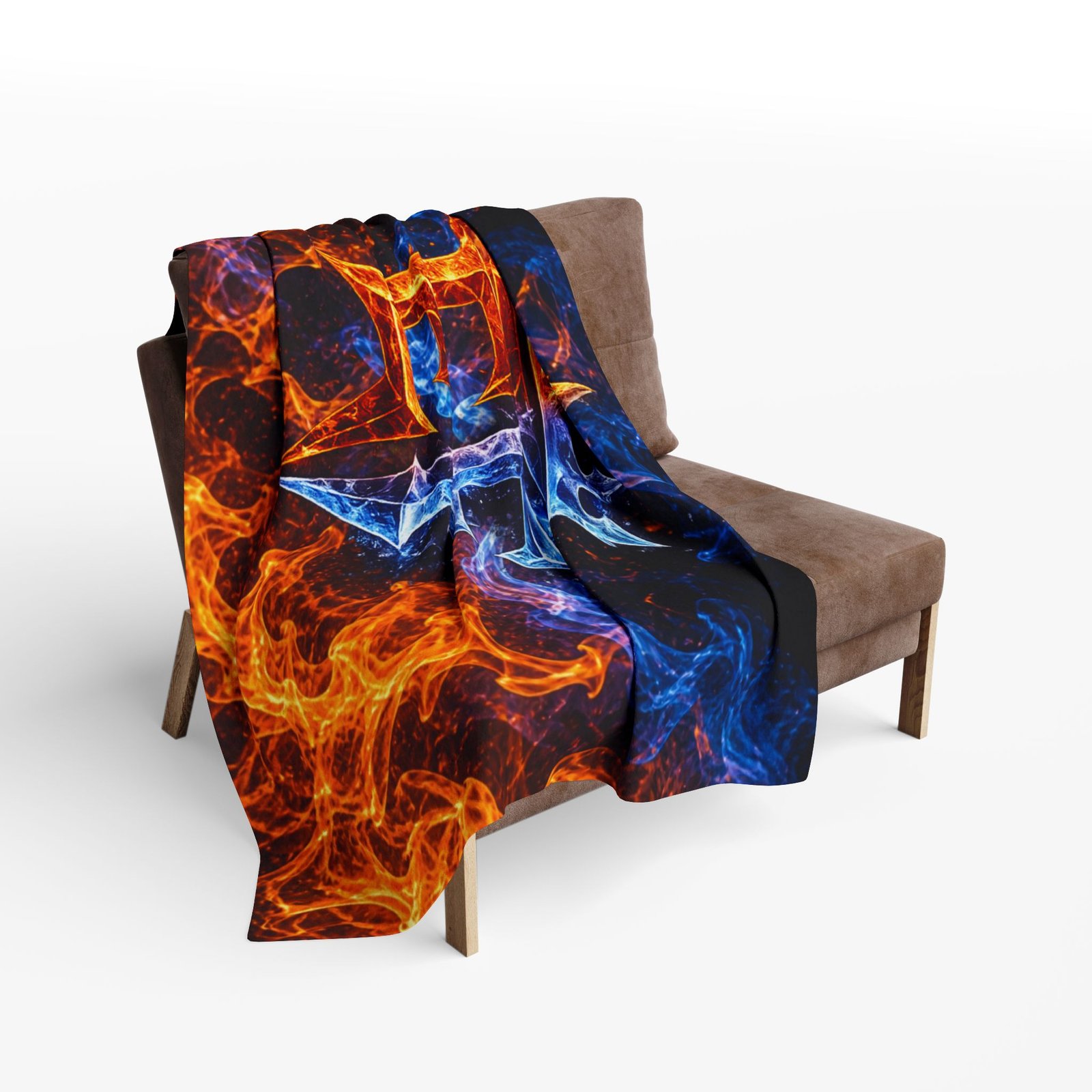 echoflame fire & ice crown fleece blanket — arctic fleece with 'ef' flame design echoflame fire & ice crown fleece blanket — arctic fleece with 'ef' flame design