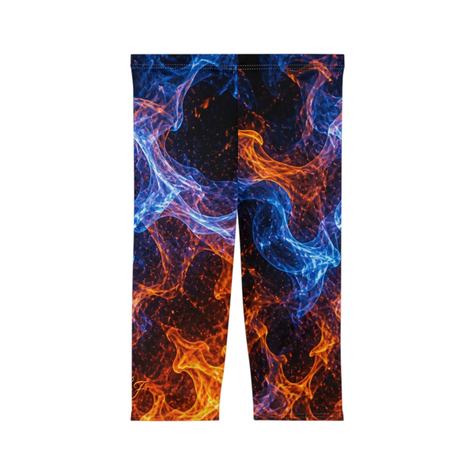 echoflame fire & ice capri leggings — women's abstract flame activewear echoflame fire & ice capri leggings — women's abstract flame activewear