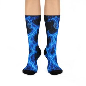 echoflame blue flame crew socks cushioned athletic socks with electric flame design