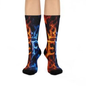 echoflame flaming ice crown crew socks — fire & frost graphic cushioned socks
