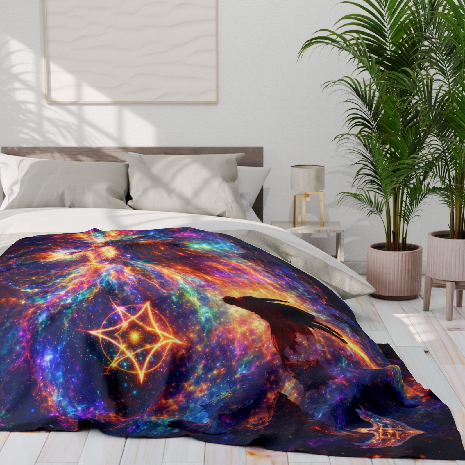 echoflame cosmic journey fleece blanket — mystical galaxy hero design echoflame cosmic journey fleece blanket — mystical galaxy hero design