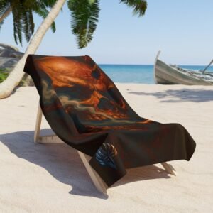 echoflame skull smoke beach towel – dark gothic skull design for beach, pool & gift