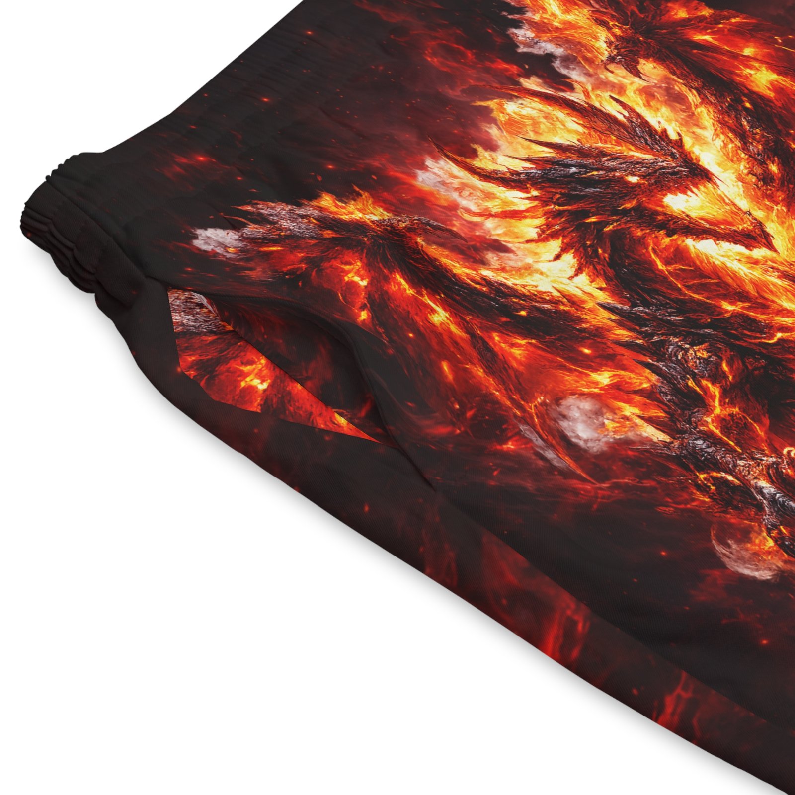 echoflame fiery dragon & phoenix swim shorts — men’s beach trunks echoflame fiery dragon & phoenix swim shorts — men’s beach trunks