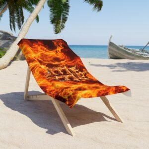 echoflame flaming crown beach towel – bold fire logo towel for pool & beach