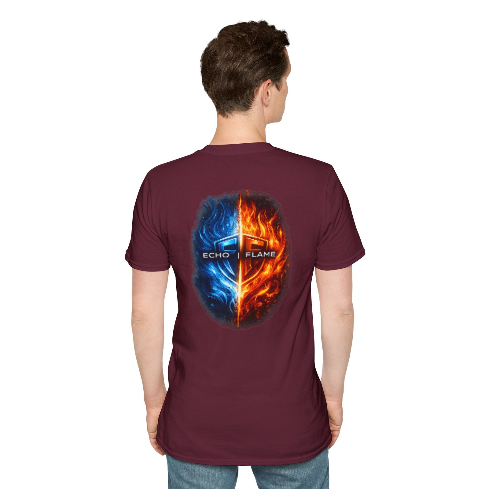 echo flame split fire & ice graphic t shirt echo flame split fire & ice graphic t shirt
