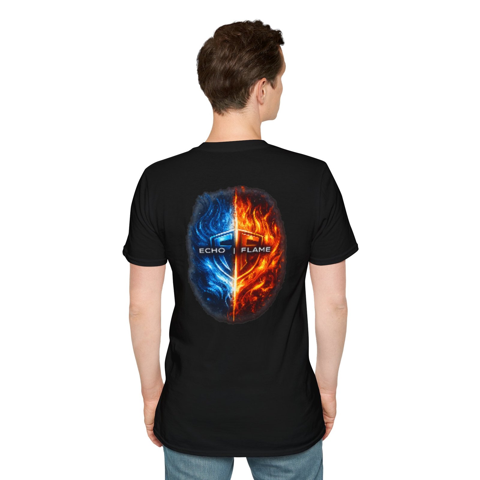 echo flame split fire & ice graphic t shirt echo flame split fire & ice graphic t shirt