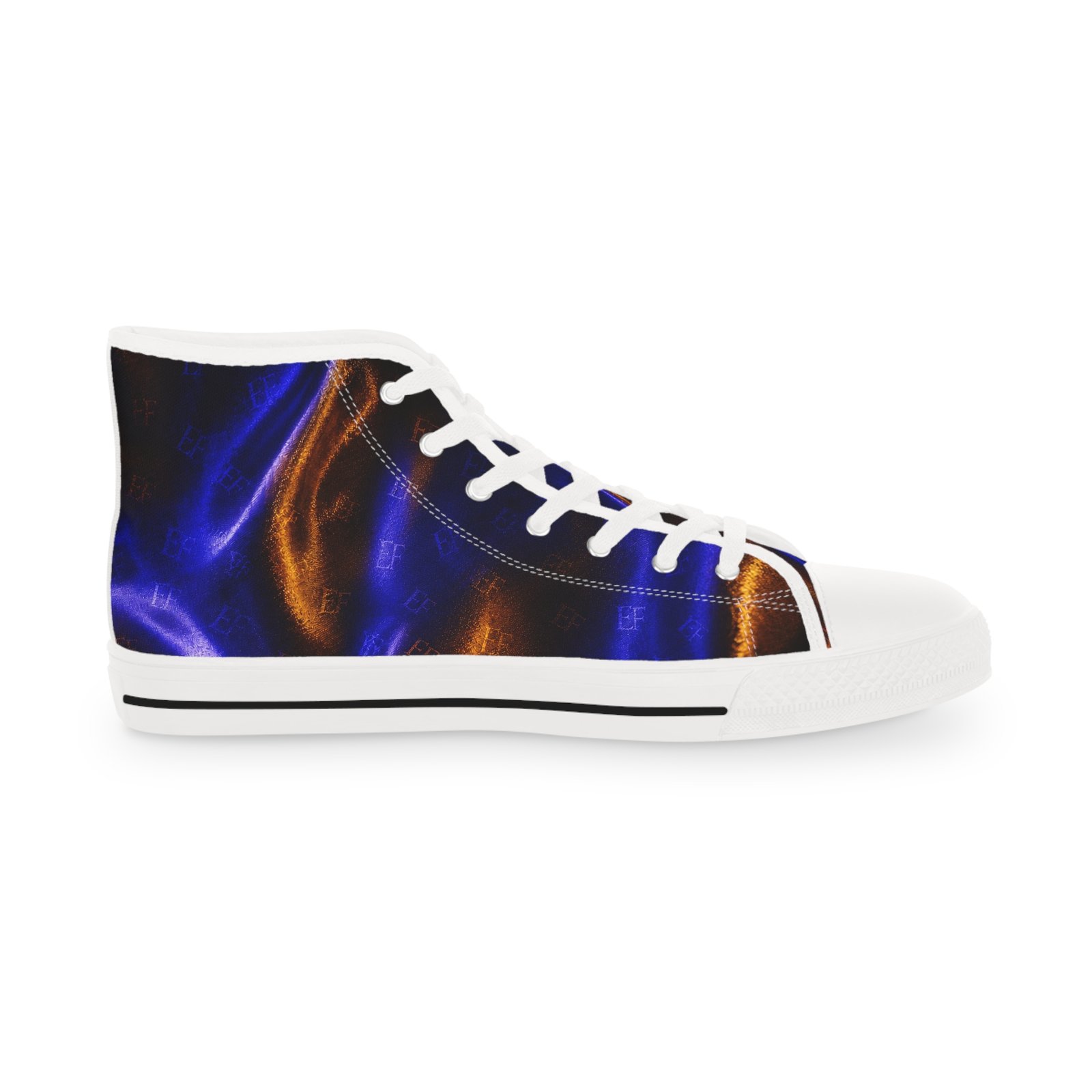 echoflame high top sneakers — blue & copper abstract swirl pattern echoflame high top sneakers — blue & copper abstract swirl pattern