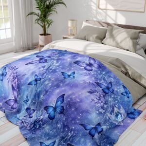echoflame arctic blue butterfly fleece blanket — soft cozy throw for home & gifts