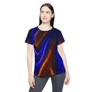 echoflame women's sports jersey iridescent blue & copper satin wave all over print
