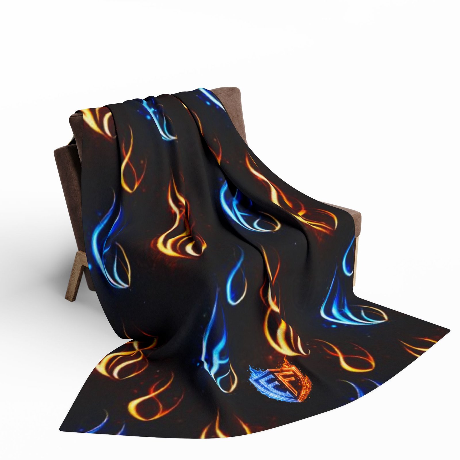echoflame flame pattern arctic fleece blanket — blue & orange fire design cozy throw echoflame flame pattern arctic fleece blanket — blue & orange fire design cozy throw