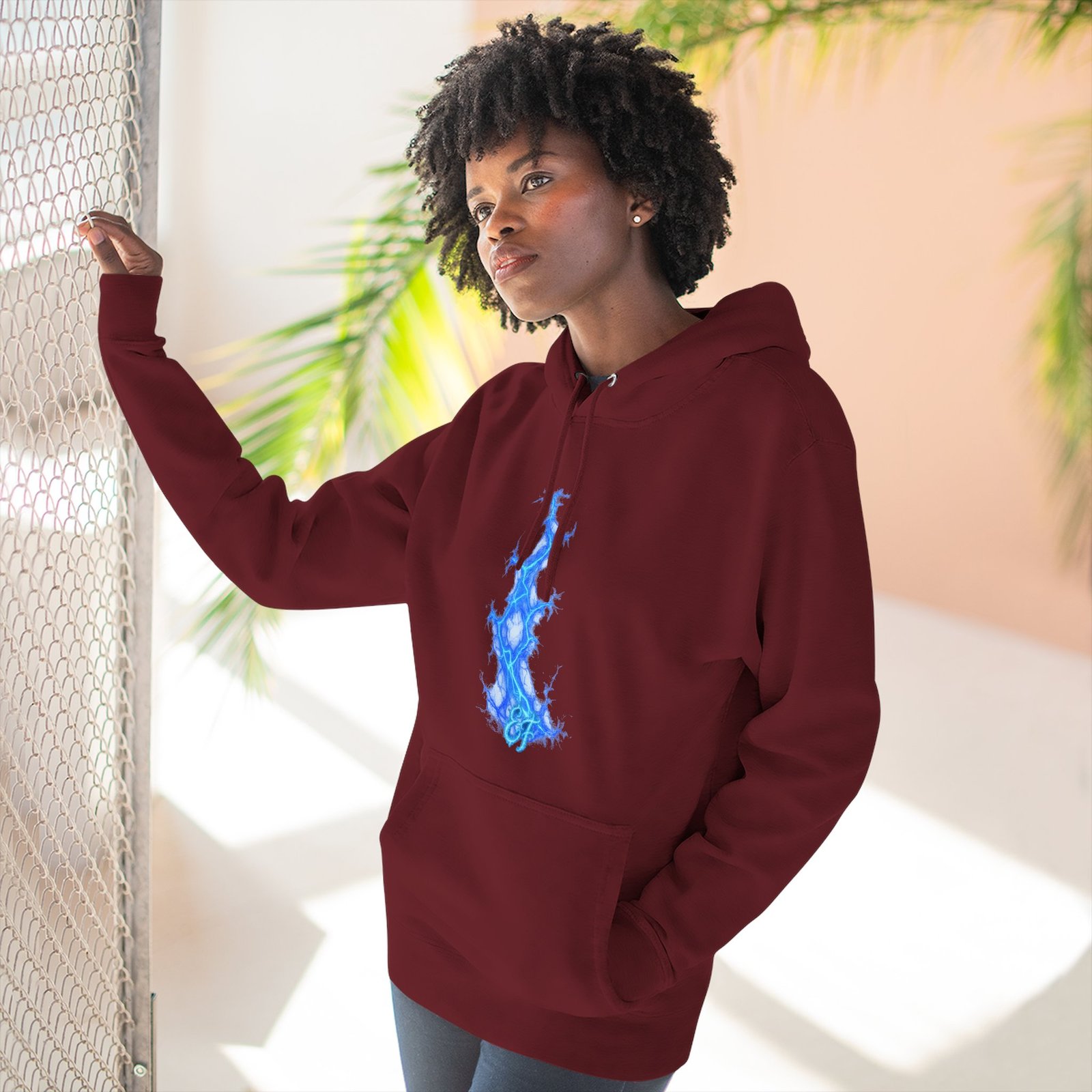 echoflame blue flame tree hoodie — ethereal lightning graphic fleece pullover echoflame blue flame tree hoodie — ethereal lightning graphic fleece pullover