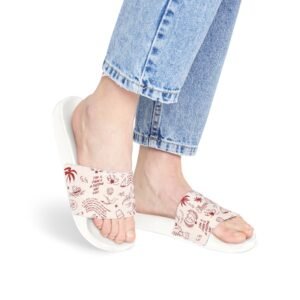 echoflame removable strap sandals — tropical passport print slide sandals