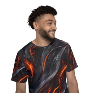 echoflame fiery lava swirl sports jersey — men’s all over print athletic tee