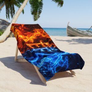 echoflame fire & ice beach towel — dual flame contrast design