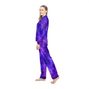 echoflame galaxy satin pajama set women's purple starry night sleepwear