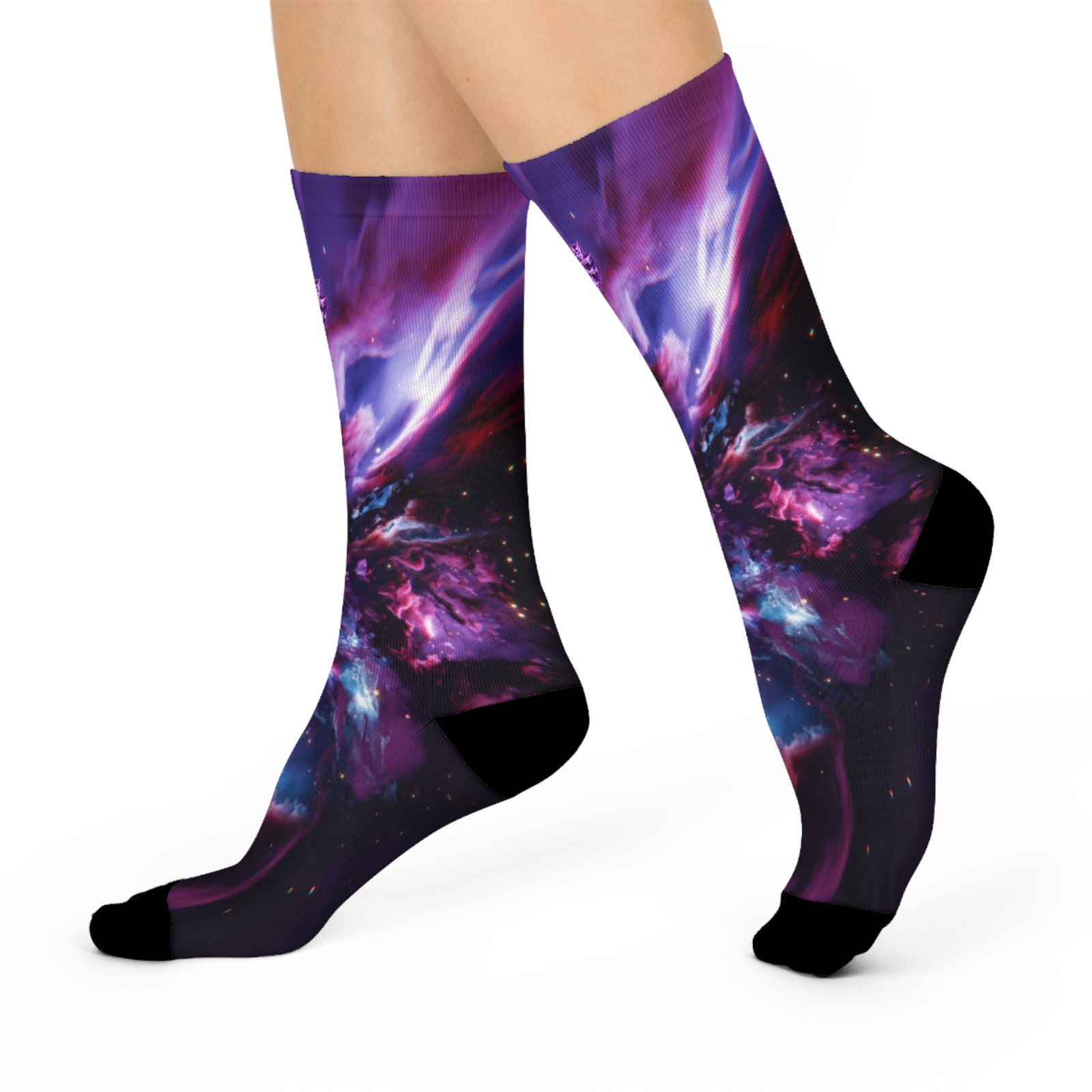 echoflame galaxy nebula cushioned crew socks — purple space design echoflame galaxy nebula cushioned crew socks — purple space design