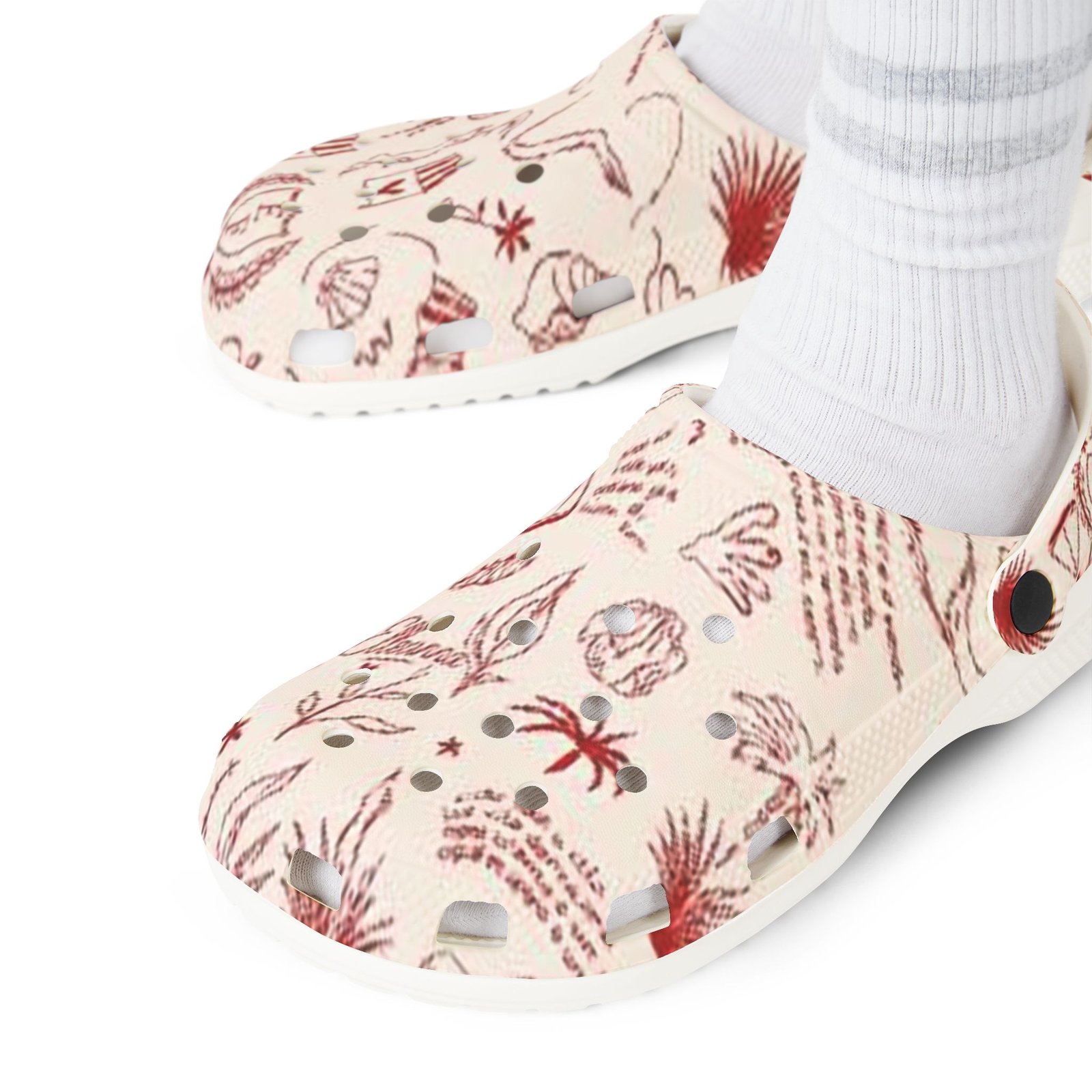 echoflame beach sketch eva foam clogs — printed summer garden pattern echoflame beach sketch eva foam clogs — printed summer garden pattern