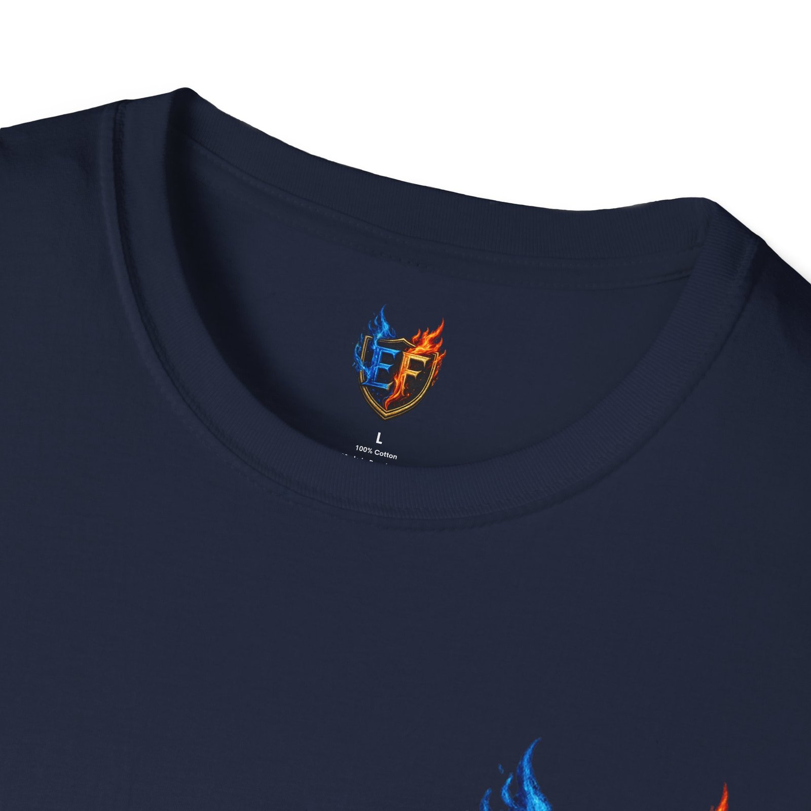 echoflame shield crest t shirt — ef flame logo (blue & red) echoflame shield crest t shirt — ef flame logo (blue & red)