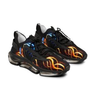 echoflame men's mesh sneakers — neon flame abstract athletic shoes