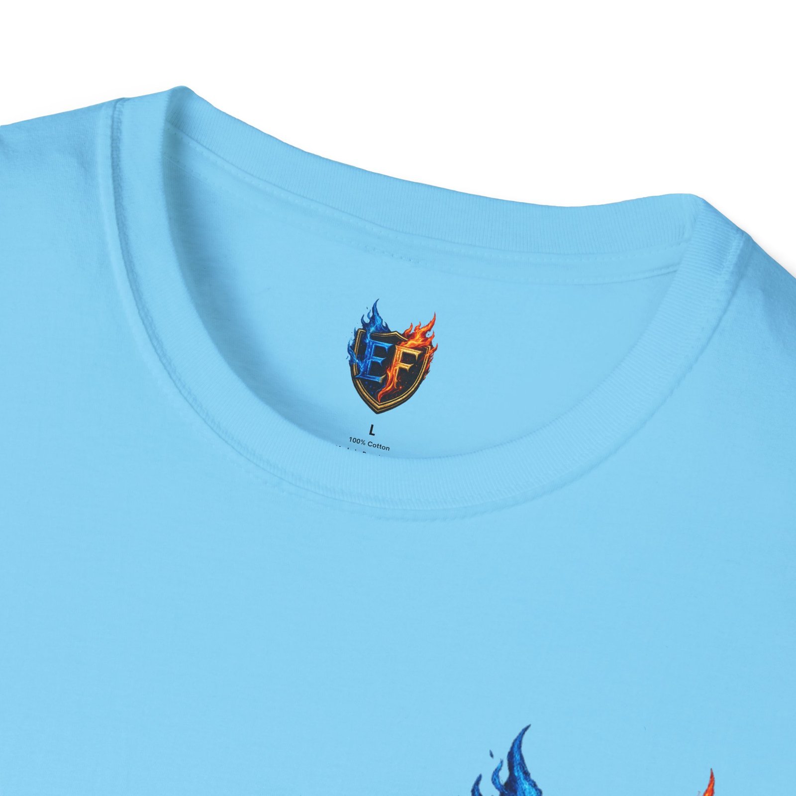 echoflame shield crest t shirt — ef flame logo (blue & red) echoflame shield crest t shirt — ef flame logo (blue & red)