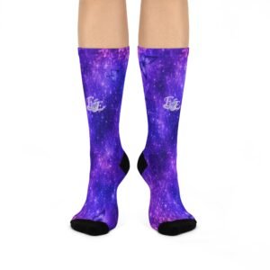 echoflame galaxy cushioned crew socks — purple space print