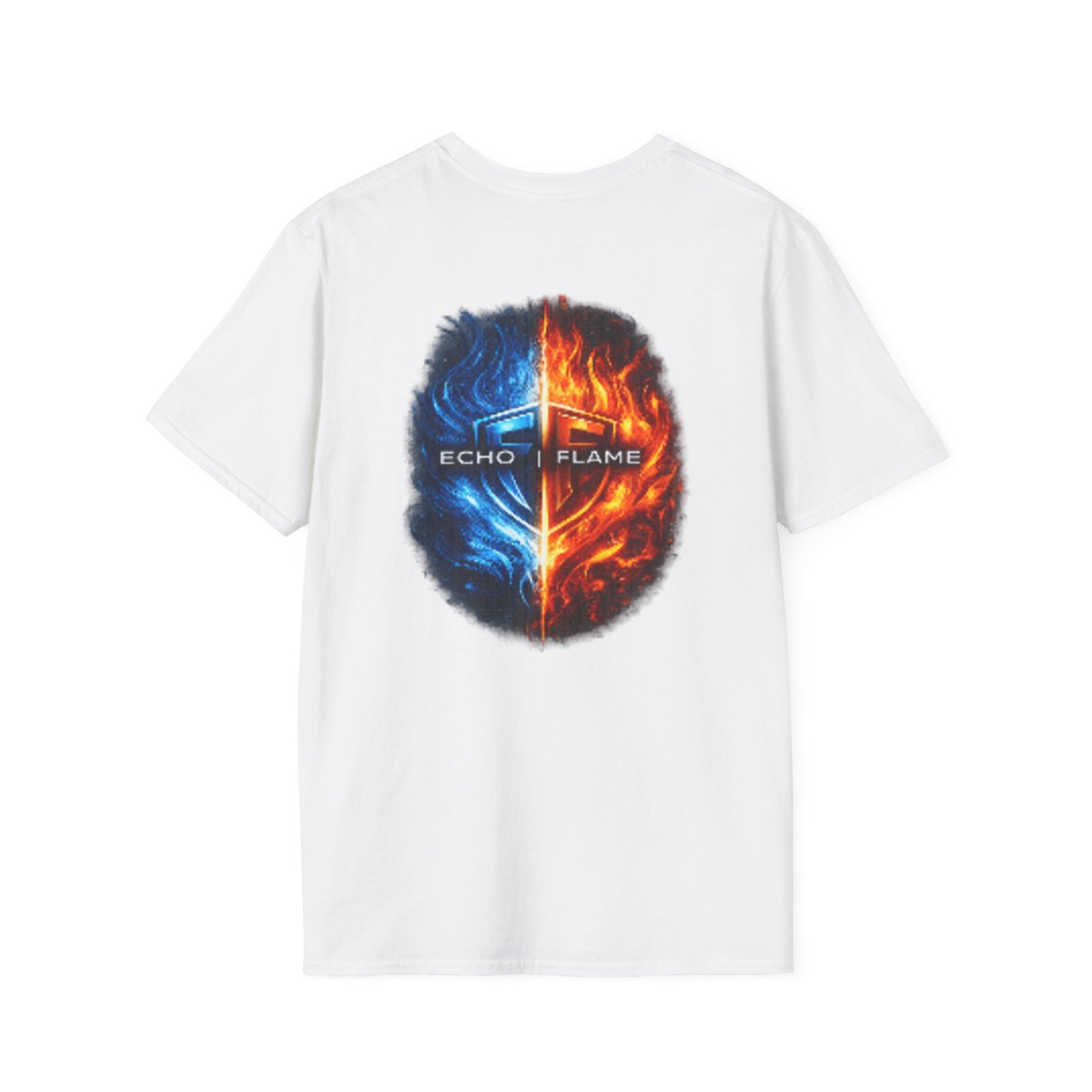 echo flame split fire & ice graphic t shirt echo flame split fire & ice graphic t shirt