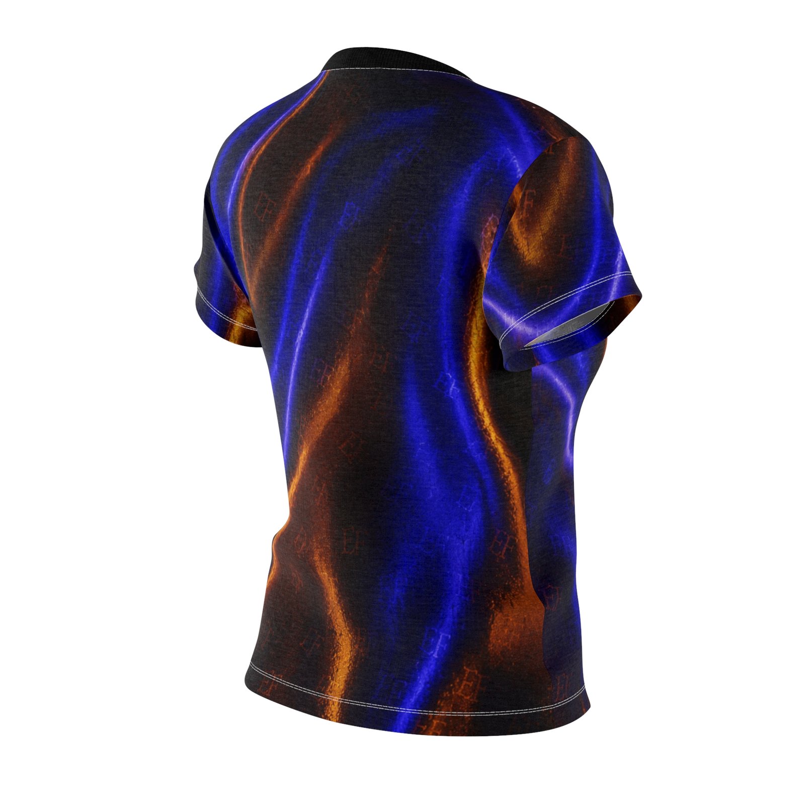 echoflame women's blue & orange liquid metallic tee — all over print cut & sew shirt echoflame women's blue & orange liquid metallic tee — all over print cut & sew shirt