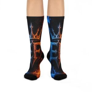 echoflame flame crown crew socks — fiery king monogram cushioned socks