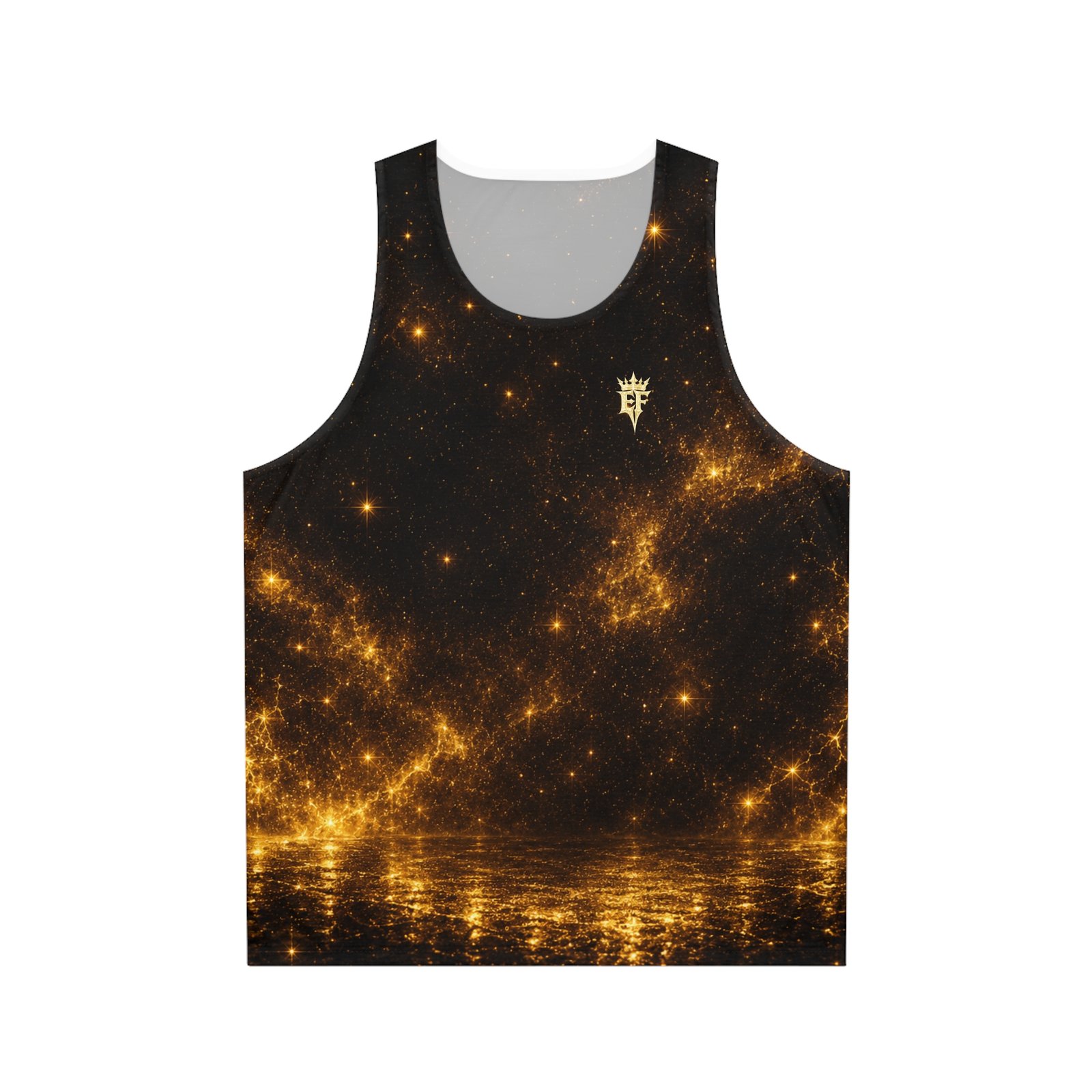 echoflame golden cosmic emblem tank top — all over print echoflame golden cosmic emblem tank top — all over print