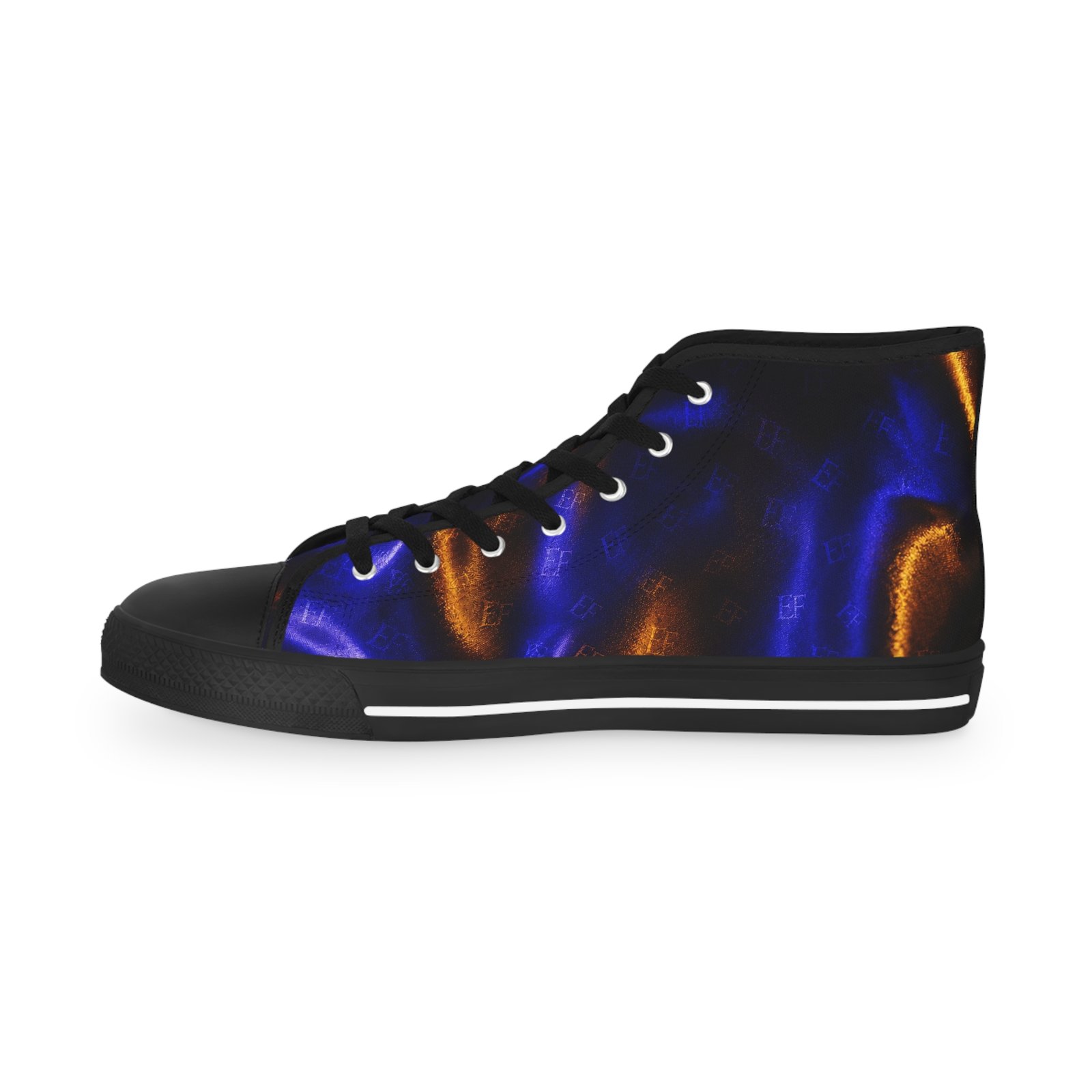 echoflame high top sneakers — blue & copper abstract swirl pattern echoflame high top sneakers — blue & copper abstract swirl pattern