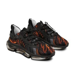 echoflame men's mesh sneakers — black & flame swirl athletic shoes