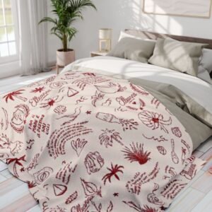 echoflame arctic fleece blanket — coastal doodle pattern, personalized name accent