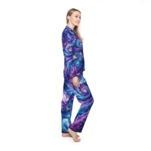 echoflame galaxy swirl satin pajamas — women’s cosmic print sleep set