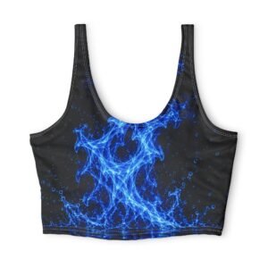 echoflame blue lightning sports bra — electric flame all over print activewear
