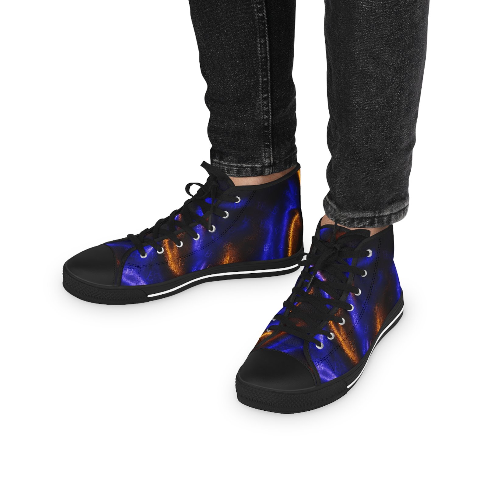echoflame high top sneakers — blue & copper abstract swirl pattern echoflame high top sneakers — blue & copper abstract swirl pattern